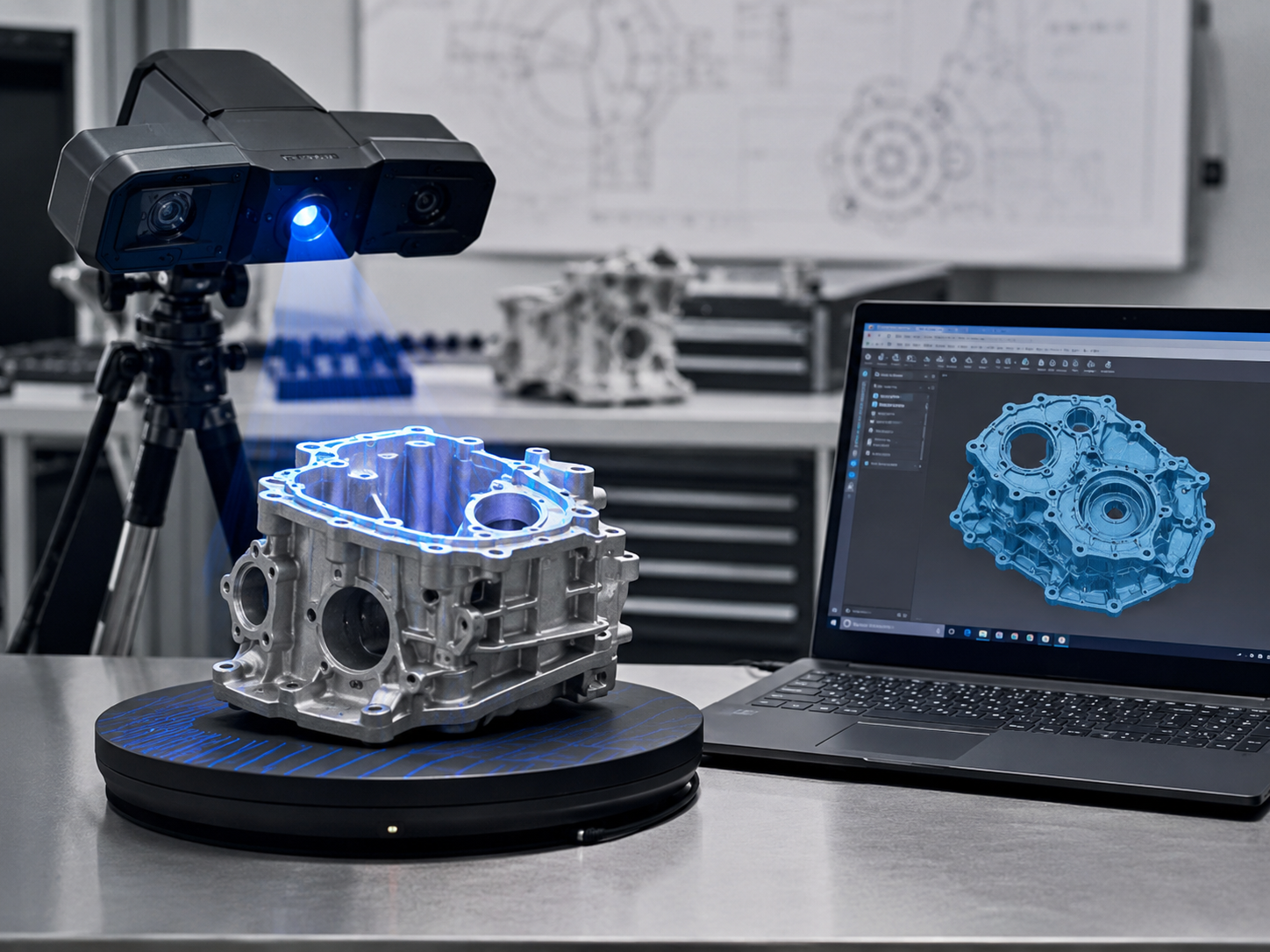 Stanowisko do skanowania 3D części technicznej